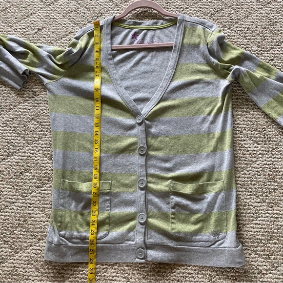 5/$15 Nollie Casual Gray & Yellow Striped Button-up Cardigan Sweatshirt XL - Picture 5 of 7